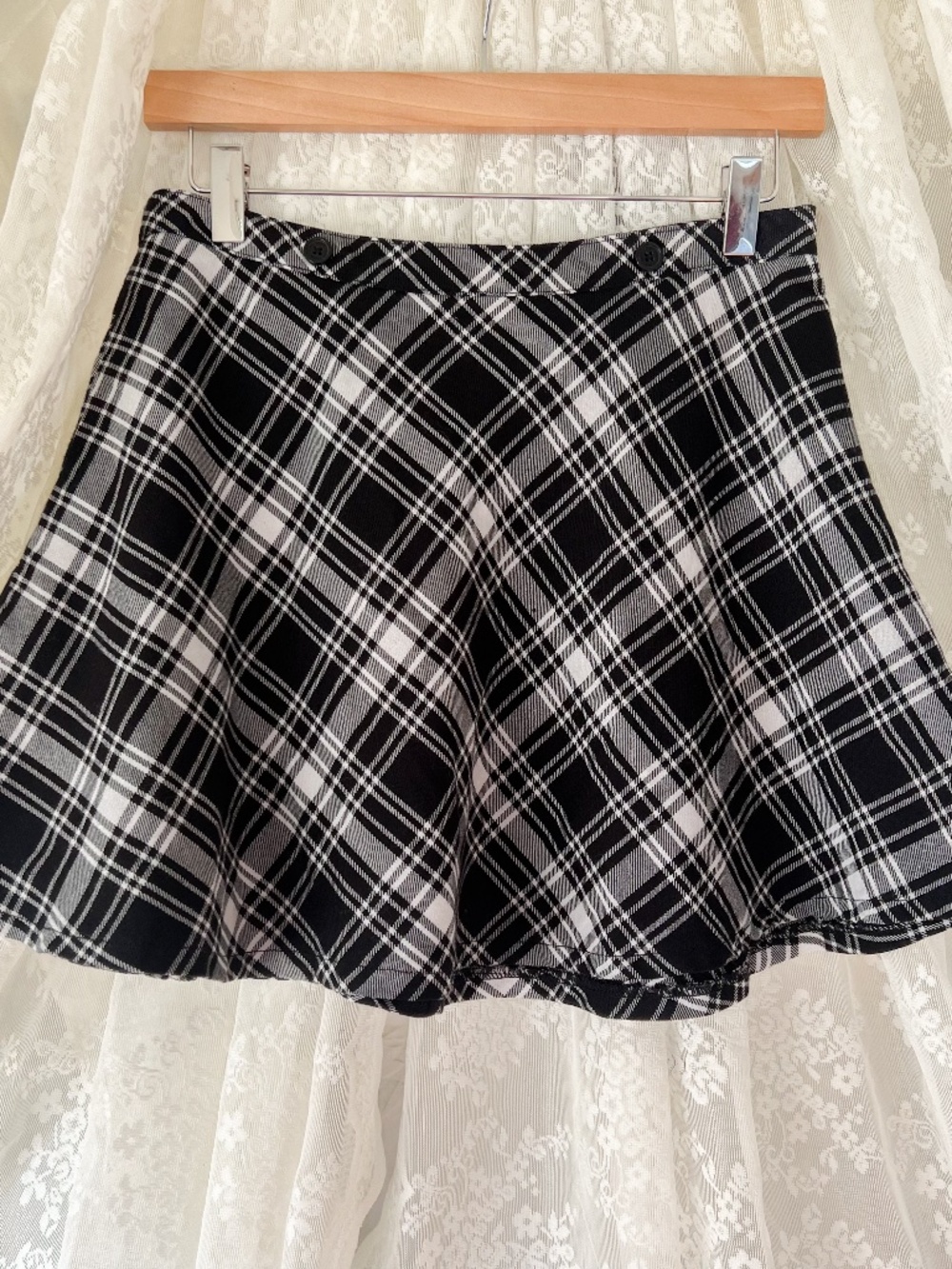 Tripp NYC Black and White Plaid Skater Mini Skirt